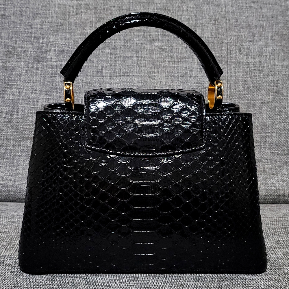 LOUIS VUITTON RARE Black Python Capucines Handbag BB - Picture 5 of 12